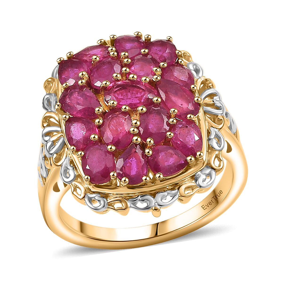 EverTrue Niassa Ruby (FF) 4.25 ctw Ring in 18K YG Plated and Platinum Bond (Size 10.0)