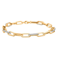 Luxuriant Lab Grown Diamond G-H SI 1.00 ctw Paper Clip Chain Bracelet in 18K Vermeil Yellow Gold Over Sterling Silver (6.50 In)