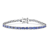 TLV Doorbuster D'Joy Tanzanite Blue Floral Vines Bracelet in Rhodium Over Sterling Silver (7.25 In) 7.50 ctw