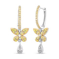 Luxuriant Lab Grown Yellow Diamond (IR) and Lab Grown Diamond VS 0.50 ctw Butterfly Earrings in Rhodium Over Sterling Silver