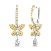 Luxuriant Lab Grown Yellow Diamond (IR) and Lab Grown Diamond VS 0.50 ctw Butterfly Earrings in Rhodium Over Sterling Silver