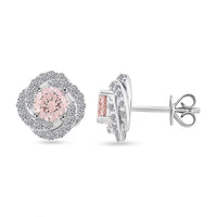 14K White Gold Luxuriant Lab Grown Pink Diamond (IR) and Lab Grown Diamond (VS) Earrings 1.50 ctw
