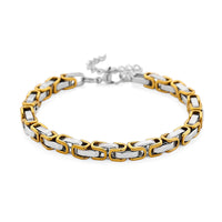 Byzantine Chain Bracelet in ION Plated YG and Stainless Steel (7.5-9.5In)