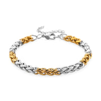 Two-tone Palma Spiga Chain Bracelet (7.5-9.5In) in ION Plated YG and Stainless Steel