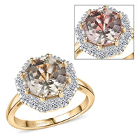 Certified & Appraised AAA Turkizite and Luxuriant Diamond G-H SI 4.50 ctw Ring in 10K Yellow Gold