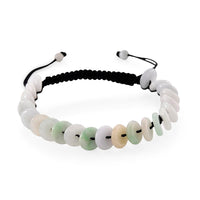 Natural Jade Discs Shamballa Bracelet With Black Cord Adjustable 65.00 ctw