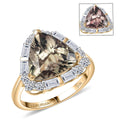 Certified & appraised AAA Turkizite and Luxuriant Diamond G-H SI 5.85 ctw Ring in 10K Yellow Gold - Sticky add to cart bar