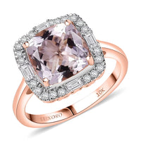 Doorbuster Certified & Appraised Luxoro 10K Rose Gold AAA Pink Morganite, Diamond (I2) (0.28 cts) Ring (Size 10.0) 3.25 ctw