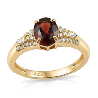 D'Joy Premium Red Zircon, Moissanite Ring in 18K Vermeil YG Over Sterling Silver (Size 10.0) 2.30 ctw