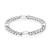 Italian Miami Cuban Chain Bracelet in Rhodium Over Sterling Silver (8.50 In) 44.30 Grams