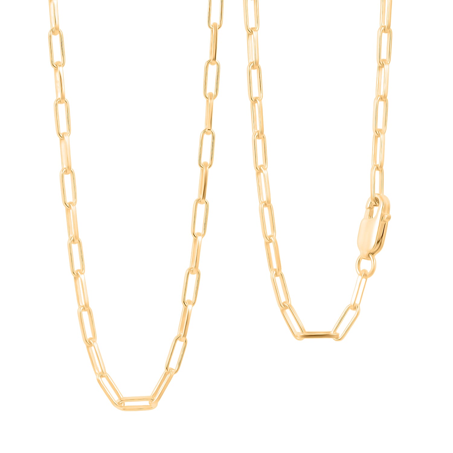 Italian 2.20mm Paper Clip Chain Necklace in 14K YG Over Sterling Silver 20 Inches 4.50 Grams
