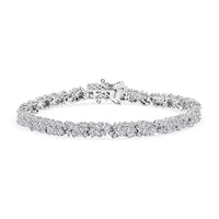 Luxuriant Lab Grown Diamond (G-H, SI) Deco Weave Bracelet in Rhodium Over Sterling Silver (6.50 In) 4.00 ctw