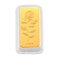 24K Yellow Gold 3D Brick Rose Emboss Sheet 45.3X25X10mm 1g