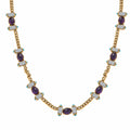 GP Royal Art Deco Collection Premium African Amethyst and Multi Gemstone 14.20 ctw Necklace in 18K Vermeil Yellow Gold Over Sterling Silver 18-20 Inches (Del. in 8-10 Days) - Sticky add to cart bar