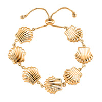Shell Beaded Chain Bracelet in Goldtone (6.9In)