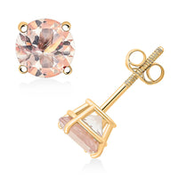 AAA Marropino Morganite 1.50 ctw Screw Post Earrings in 14K Yellow Gold