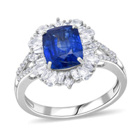 D'Joy Kashmir Kyanite, White Zircon Ring in Rhodium Over Sterling Silver (Size 10.0) 4.50 ctw