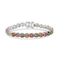 D'Joy Premium Multi-Tourmaline Bracelet in Rhodium Over Sterling Silver (6.50 In) 7.00 ctw