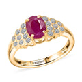 Certified & Appraised 10K Yellow Gold Premium Montepuez Ruby, Luxuriant Lab Grown Diamond (G-H, SI) (0.30 cts) Ring (Size 10.0) 1.76 ctw - Sticky add to cart bar