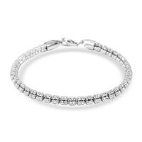 Italian Rhodium Over Sterling Silver Diamond Cut ICE Round Chain 3 Row Bracelet (8.00 In) 8.87 Grams