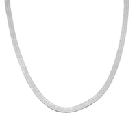 Italian Herringbone Necklace in Rhodium Over Sterling Silver 20 Inches 6.44 Grams