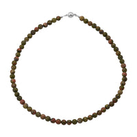 Unakite Beaded Necklace with Magnetic Lock in Rhodium Over Copper 155.00 ctw (18 Inches)