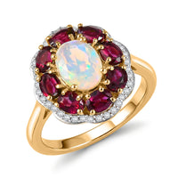 D'Joy Premium Ethiopian Welo Opal, Multi Gemstone Ring in 18K Vermeil YG Over Sterling Silver (Size 6.0) 2.50 ctw