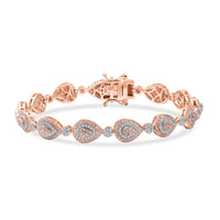 D'Joy Natural Pink and White Diamond I3 2.50 ctw Endless Love Drop Bracelet in 18K Vermeil Rose Gold Over Sterling Silver (7.25 In)
