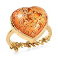GP Murano Style Heart Ring in 18K Vermeil YG Over Sterling Silver (Size 10.0)