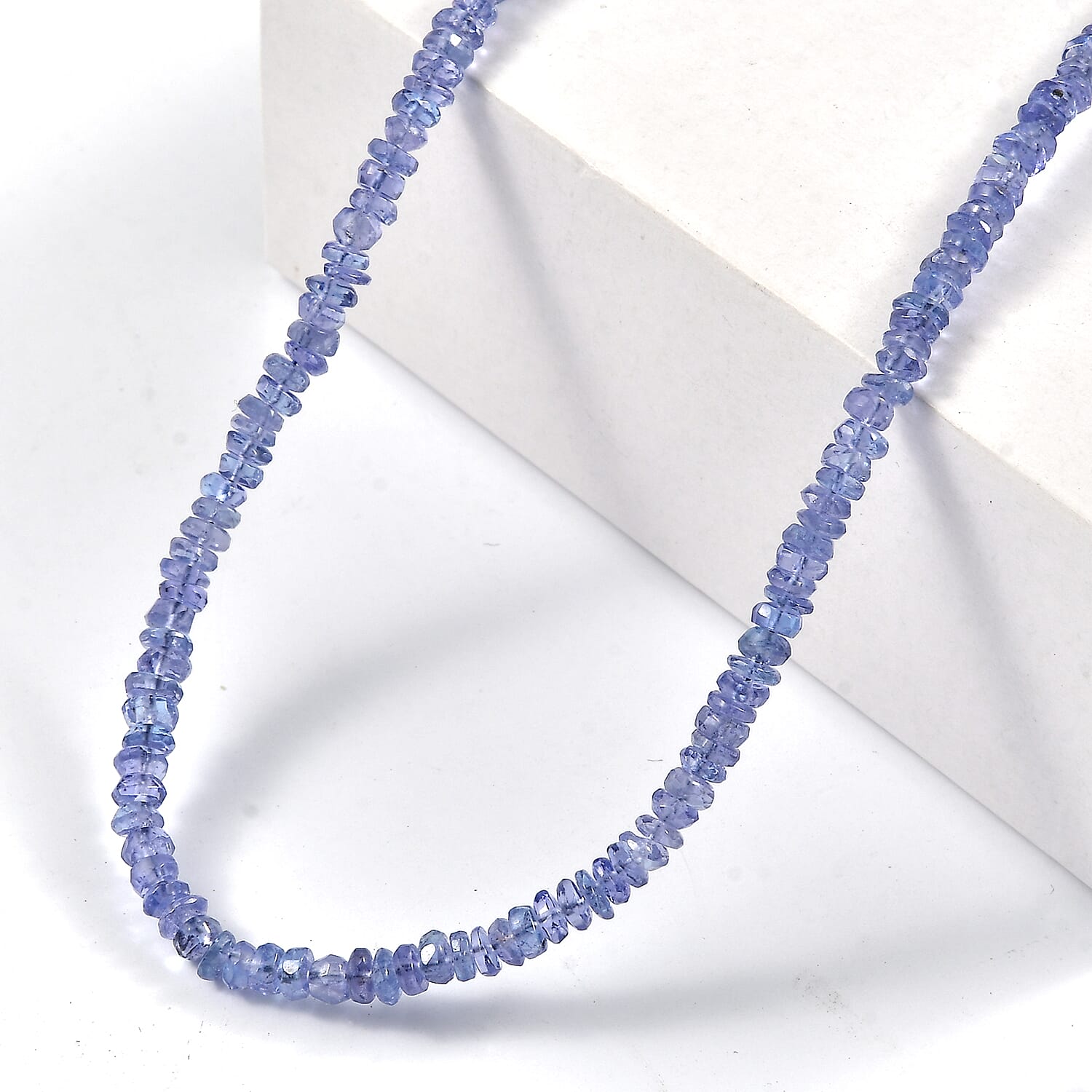 D'Joy Premium Tanzanite 36.00 ctw Beaded Necklace in Rhodium Over Sterling Silver 18-20 Inches (Del. in 8-10 Days)