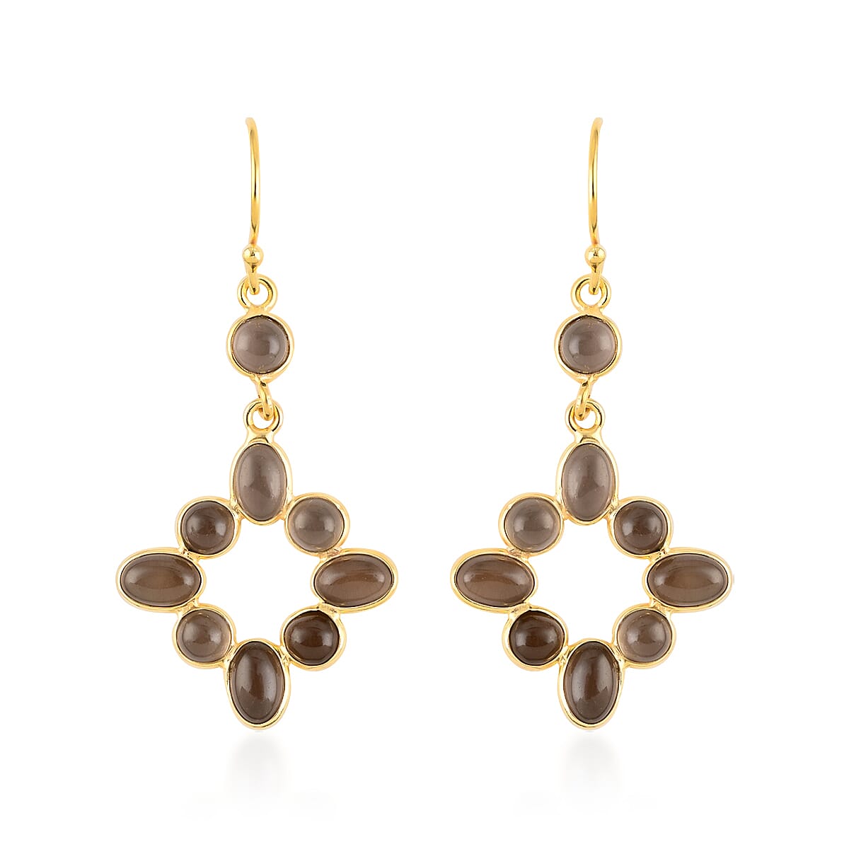 Sea Green Chalcedony Dangle Earrings in 14K Yellow Gold Over Sterling Silver 5.40 ctw (1)