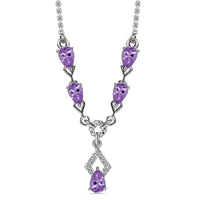 D'Joy Rose De France Amethyst Necklace 18 Inches in Platinum Over Sterling Silver and Stainless Steel 1.85 ctw