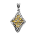 Yellow Sapphire (FF) Pendant in Stainless Steel| Cluster Pendant 2.10 ctw - Sticky add to cart bar