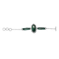 African Malachite Paper Clip Chain Toggle Clasp Bracelet in Platinum Over Copper with Magnet (7.25-8.00In) 45.35 ctw