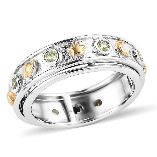 GP CELESTIAL DREAM COLLECTION Peridot Band Ring in Vermeil Yellow Gold and Platinum Over Sterling Silver 0.40 ctw