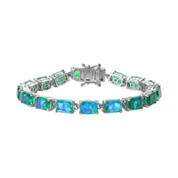 Peacock Quartz Tennis Bracelet in Platinum Over Sterling Silver (8.00 In) 15.90 Grams 32.50 ctw