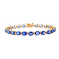 LUXORO LUXORO 14K Yellow Gold Premium Blue Ceylon Sapphire Tennis Bracelet (6.50 In) 3.60 Grams 11.40 ctw - Sticky add to cart bar