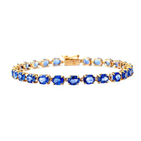 LUXORO LUXORO 14K Yellow Gold Premium Blue Ceylon Sapphire Tennis Bracelet (6.50 In) 3.60 Grams 11.40 ctw