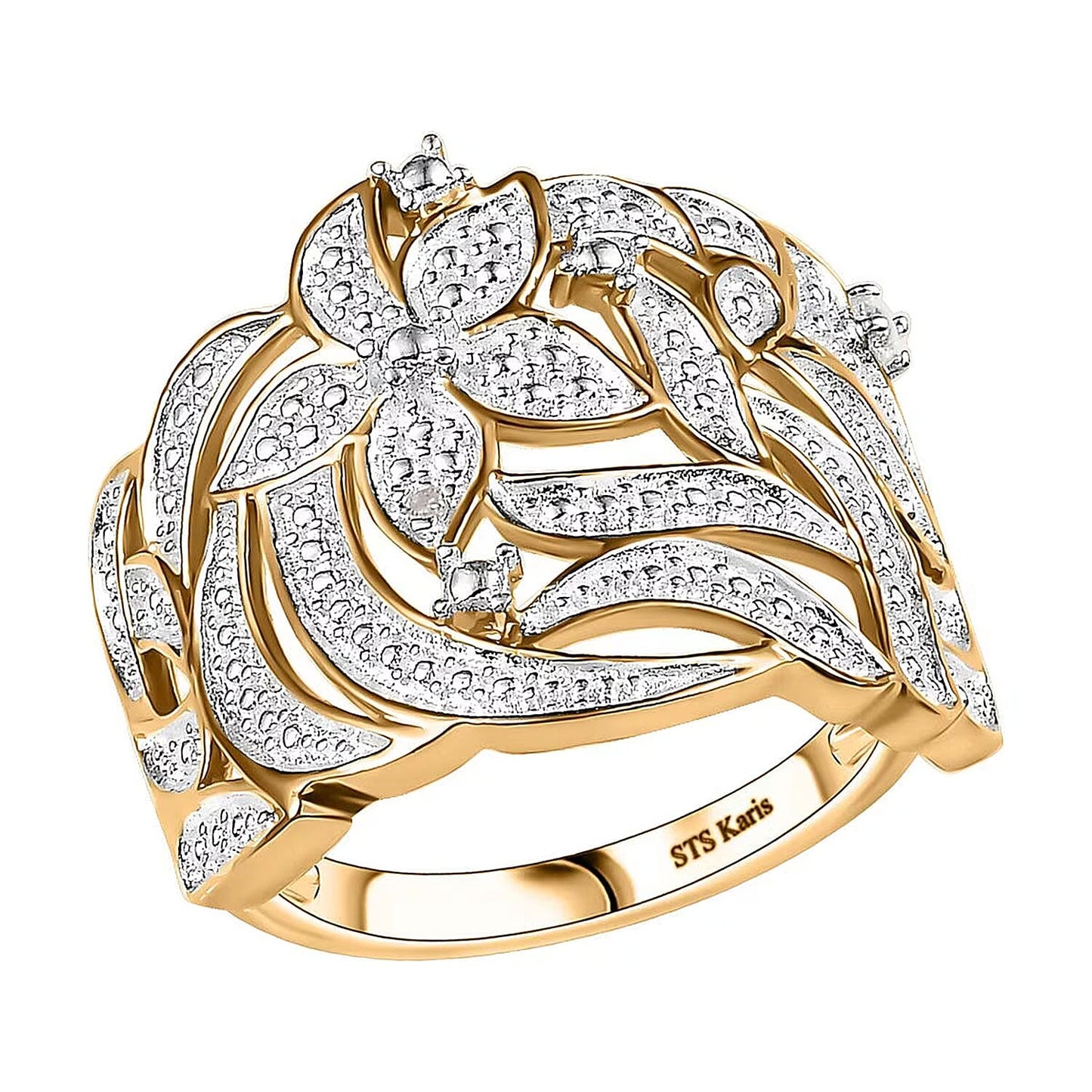 KARIS Diamond Accent Ring in ION Plated 18K Yellow Gold