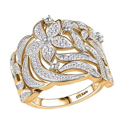 KARIS Diamond Accent Ring in ION Plated 18K Yellow Gold