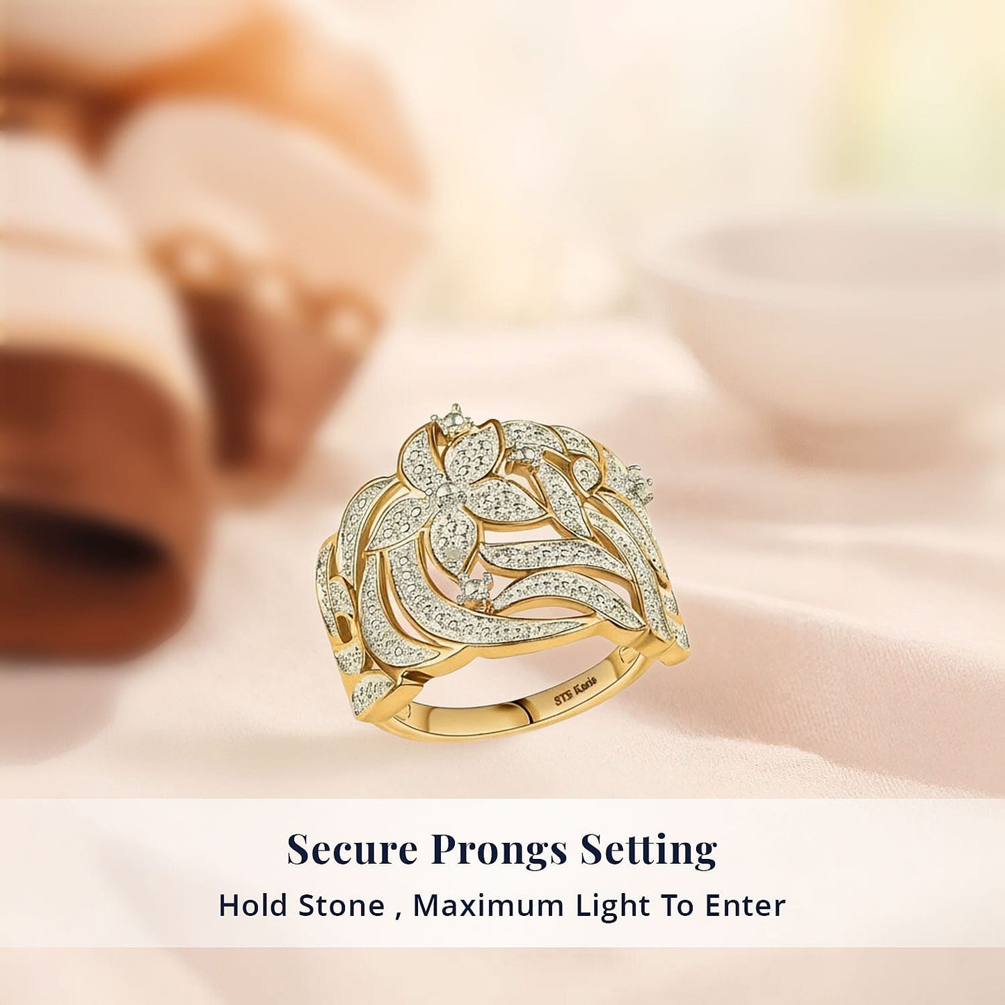 KARIS Diamond Accent Ring in ION Plated 18K Yellow Gold