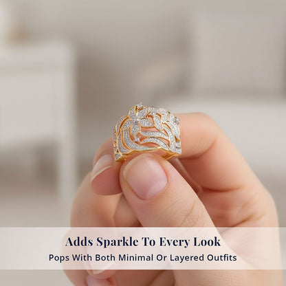 KARIS Diamond Accent Ring in ION Plated 18K Yellow Gold