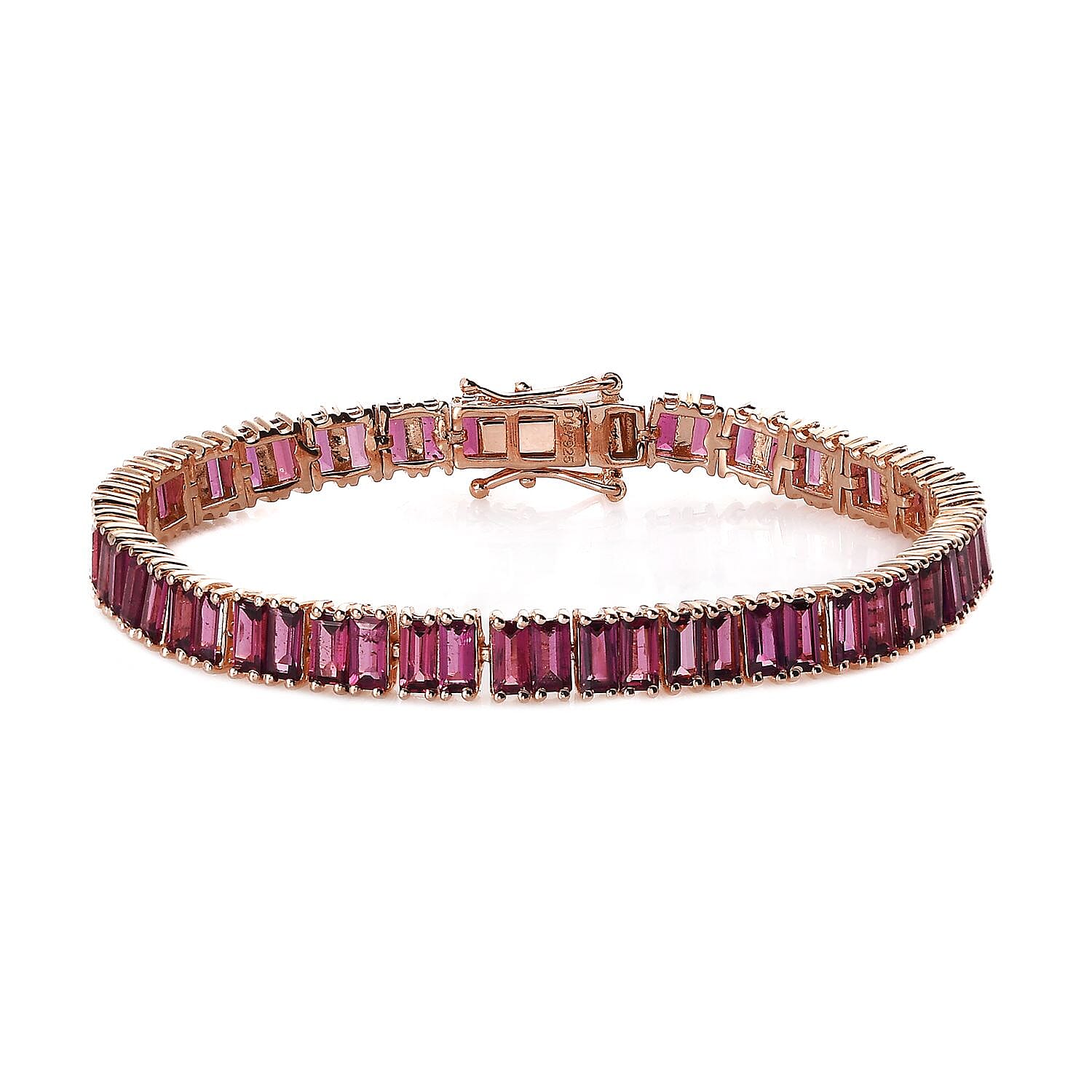 Lotus Garnet Tennis Bracelet in Vermeil Rose Gold Over Sterling Silver (8.00 In) 13.65 Grams 19.50 ctw
