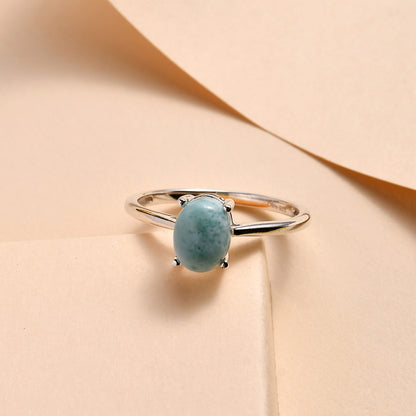 Larimar Solitaire Ring in Sterling Silver 1.35 ctw