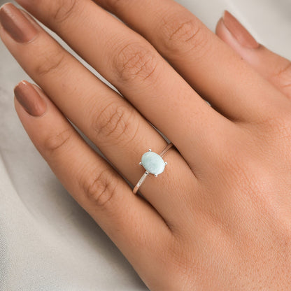 Larimar Solitaire Ring in Sterling Silver 1.35 ctw