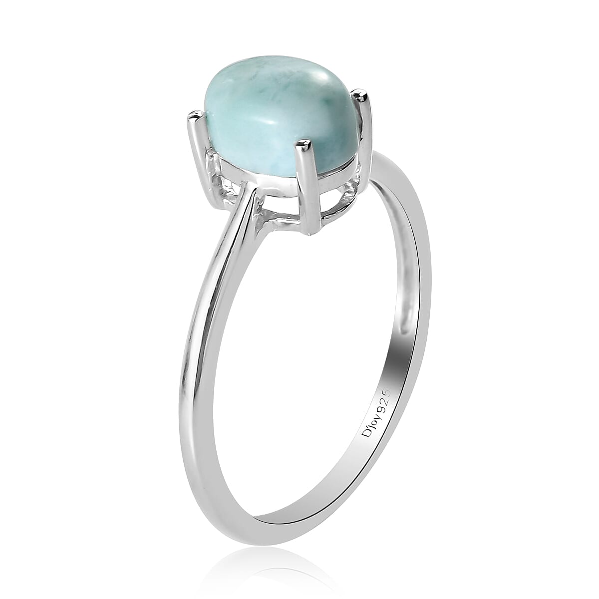 Larimar Solitaire Ring in Sterling Silver 1.35 ctw