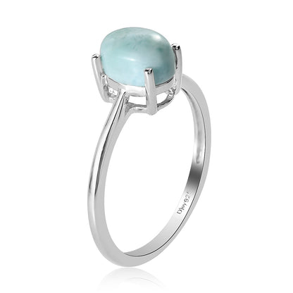 Larimar Solitaire Ring in Sterling Silver 1.35 ctw