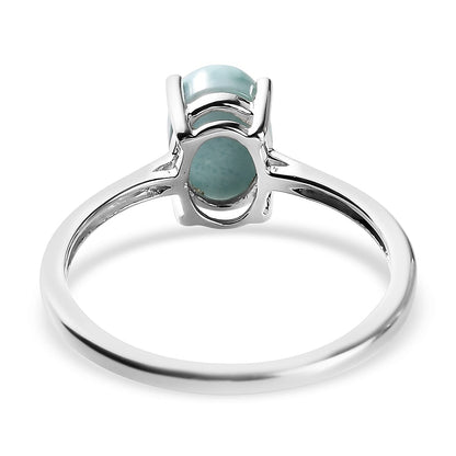 Larimar Solitaire Ring in Sterling Silver 1.35 ctw