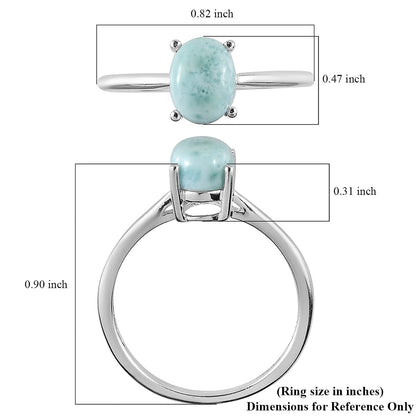 Larimar Solitaire Ring in Sterling Silver 1.35 ctw