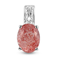 Cherry Quartz Solitaire Pendant in Sterling Silver 1.75 ctw